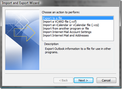 Outlook-Export to a file