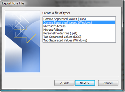 Comma Separated Values Windows