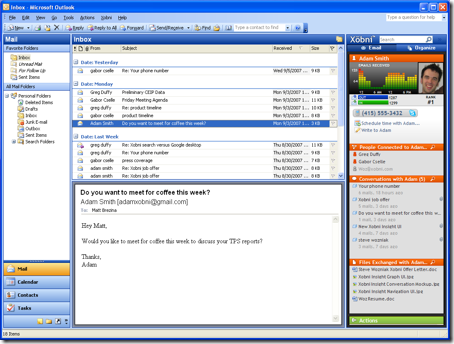 Xobni inbox
