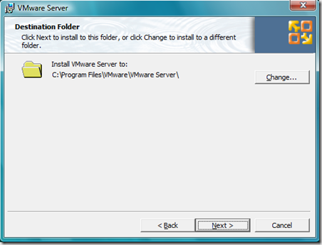 VMware destination folder