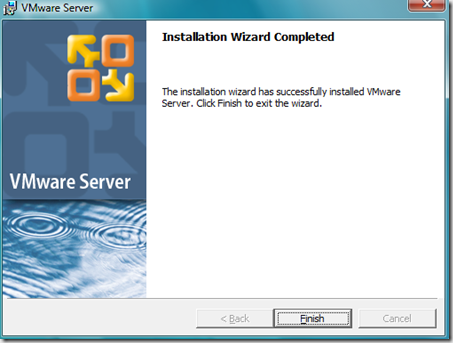 Vmware wizard completed