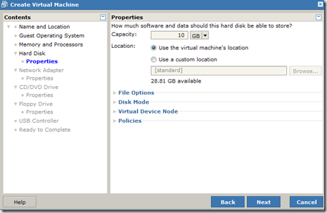 Vmware server-hard drive properties