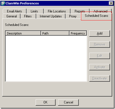 Clamwin preferences