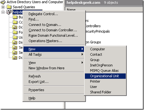 Creating Organization units folders