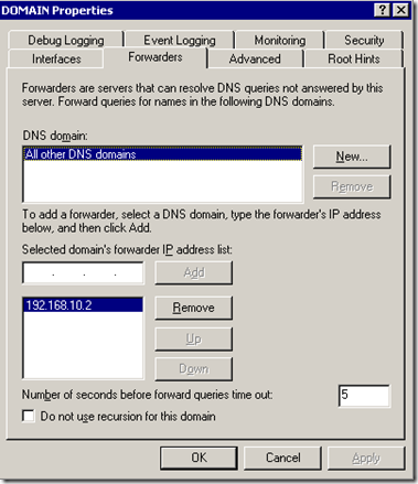 DNS Server Properties