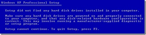 no hard drive found