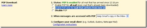 POP option on gmail
