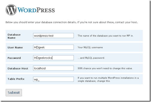 wordpress setup. 