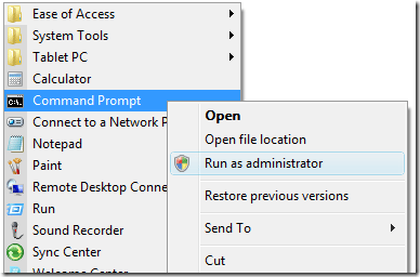 run as administrator command prompt