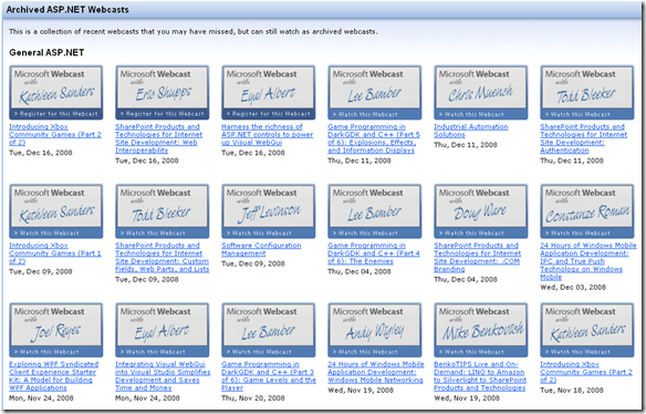 asp net webcasts
