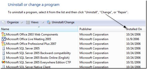 programs and features vista