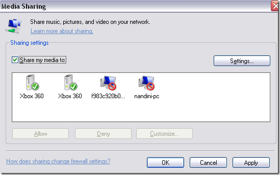 windows media sharing