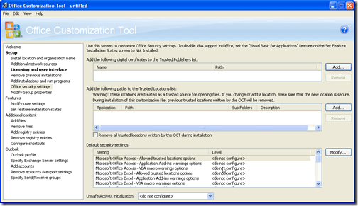 office security settings