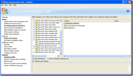 Modify user settings 