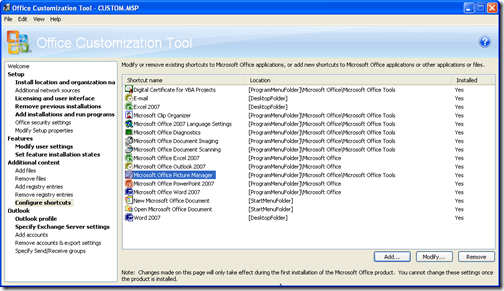 shortcuts creation