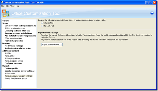 remove accounts & export settings
