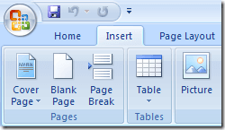 insert tab word 2007