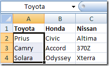 linked list excel