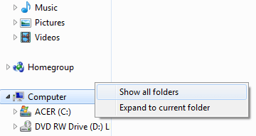 show all folders windows 7