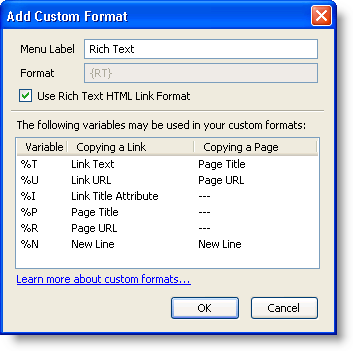 Adding a custom format