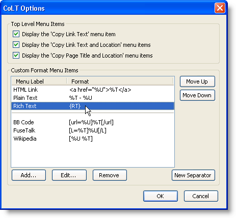 Moving the Rich Text custom format option