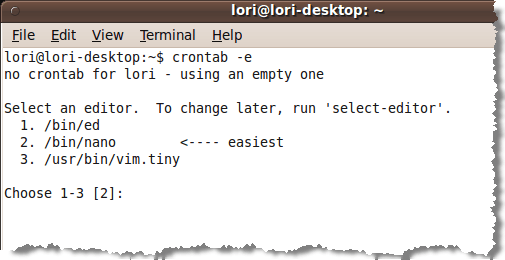 First time creating crontab file