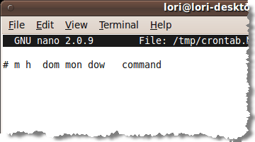 Editing the crontab file