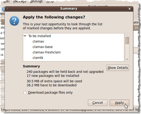 Summary of changes to be applied