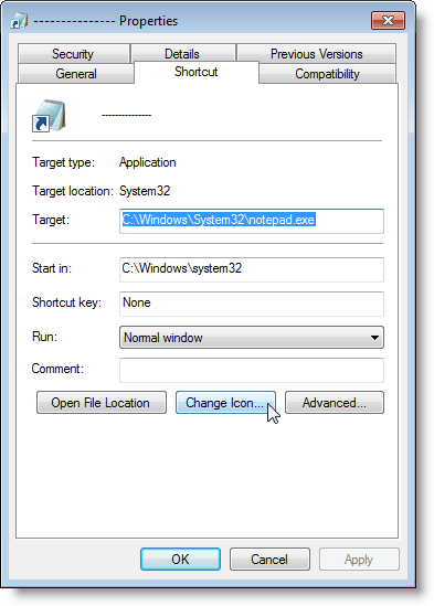 Properties dialog box