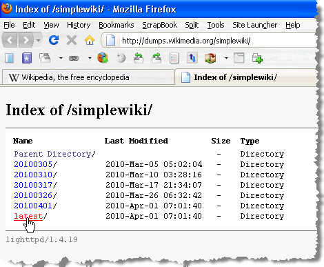 Downloading the latest simplewiki