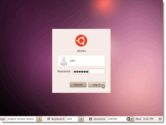Ubuntu login screen