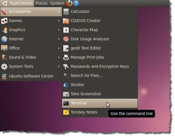 Opening a terminal window