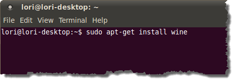 Entering the command to install Wine