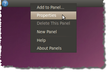 Getting properties for the top panel