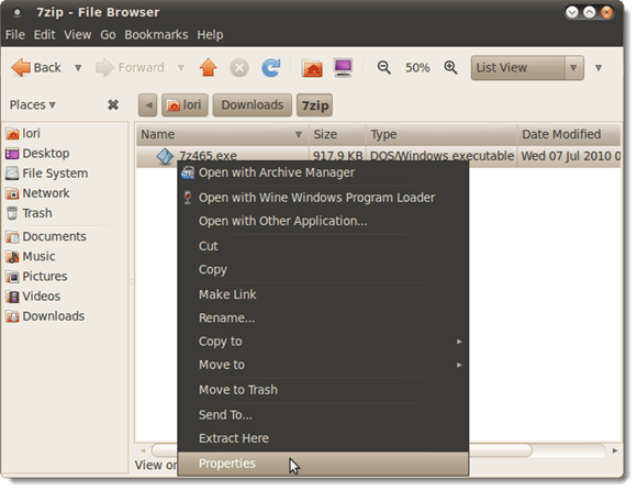 Getting the properties of the 7-Zip executable file