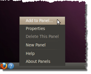 Add to Panel option for adding the Main Menu