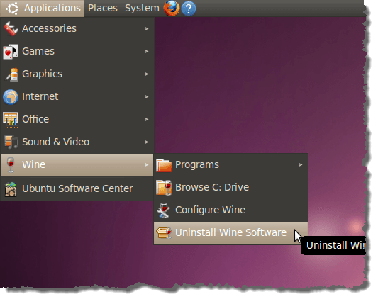 Running the Wine Uninstaller