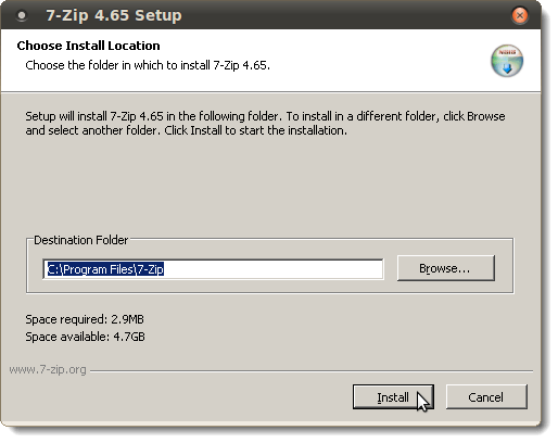 7-Zip Setup dialog box