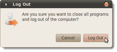 Log Out confirmation dialog box