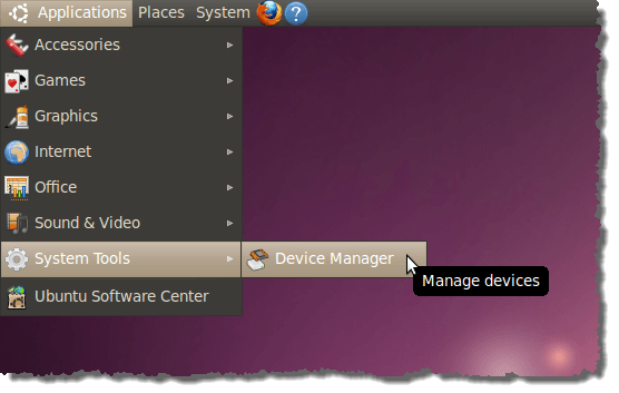 Opening the GNOME Device Manager