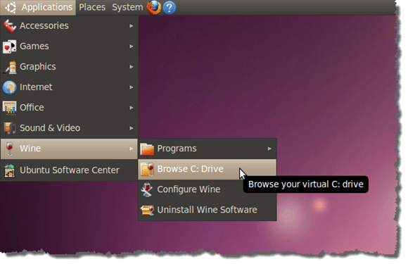 Browse C: Drive option