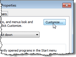 Clicking the Customize button