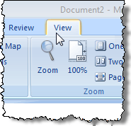 Displaying the View tab on the ribbon