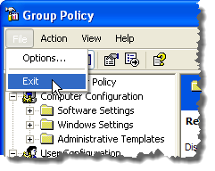 Closing the Group Policy editor
