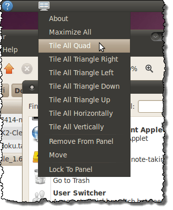 X Tile panel launcher menu
