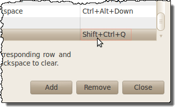 Keyboard shortcut defined