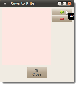 Rows to Filter dialog box - Add button
