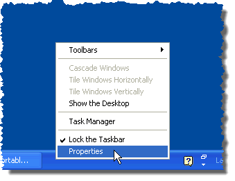 Getting the properties of the Start menu in XP