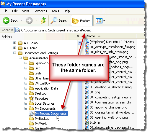 Recent directory in Windows Explorer