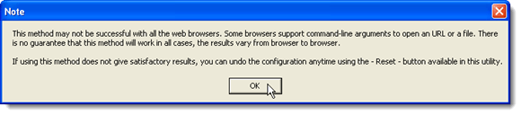 Warning about using browsers not in the Presets list